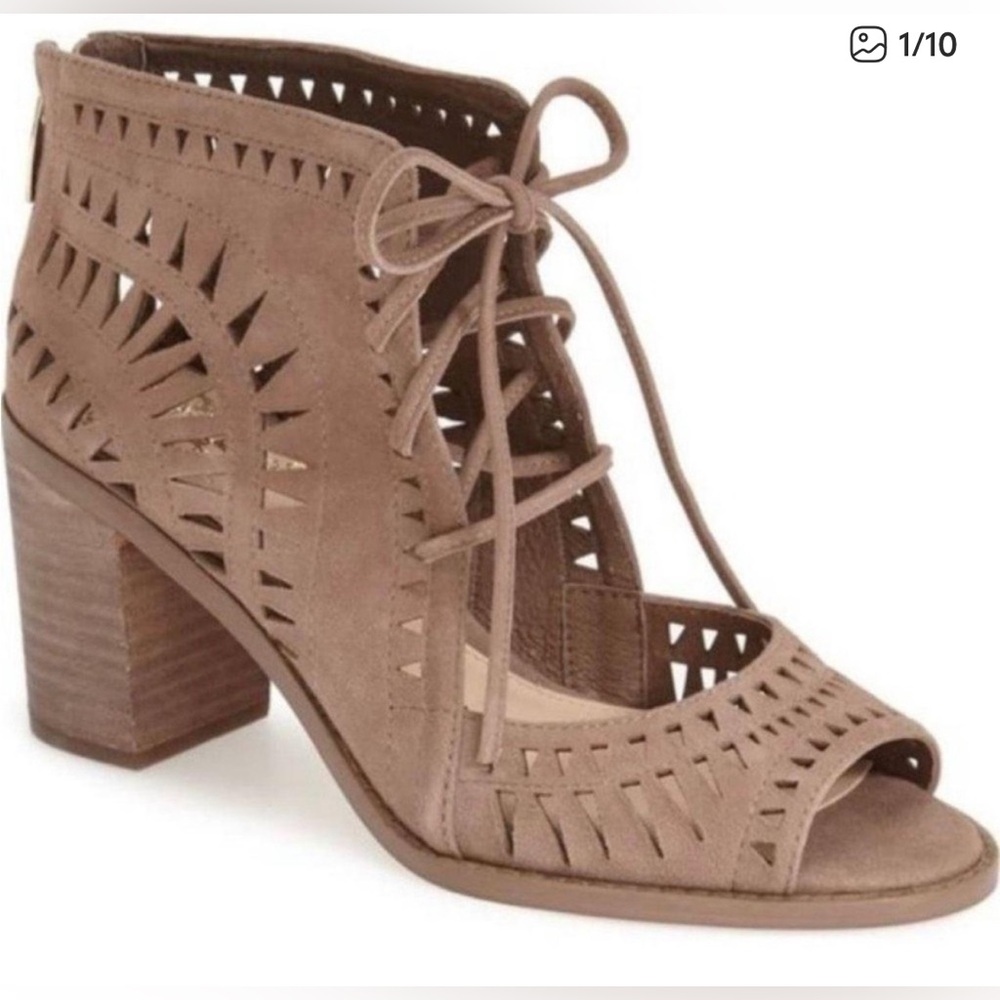 Vince Camuto Portiena Suede Cutout Lace-Up Booties